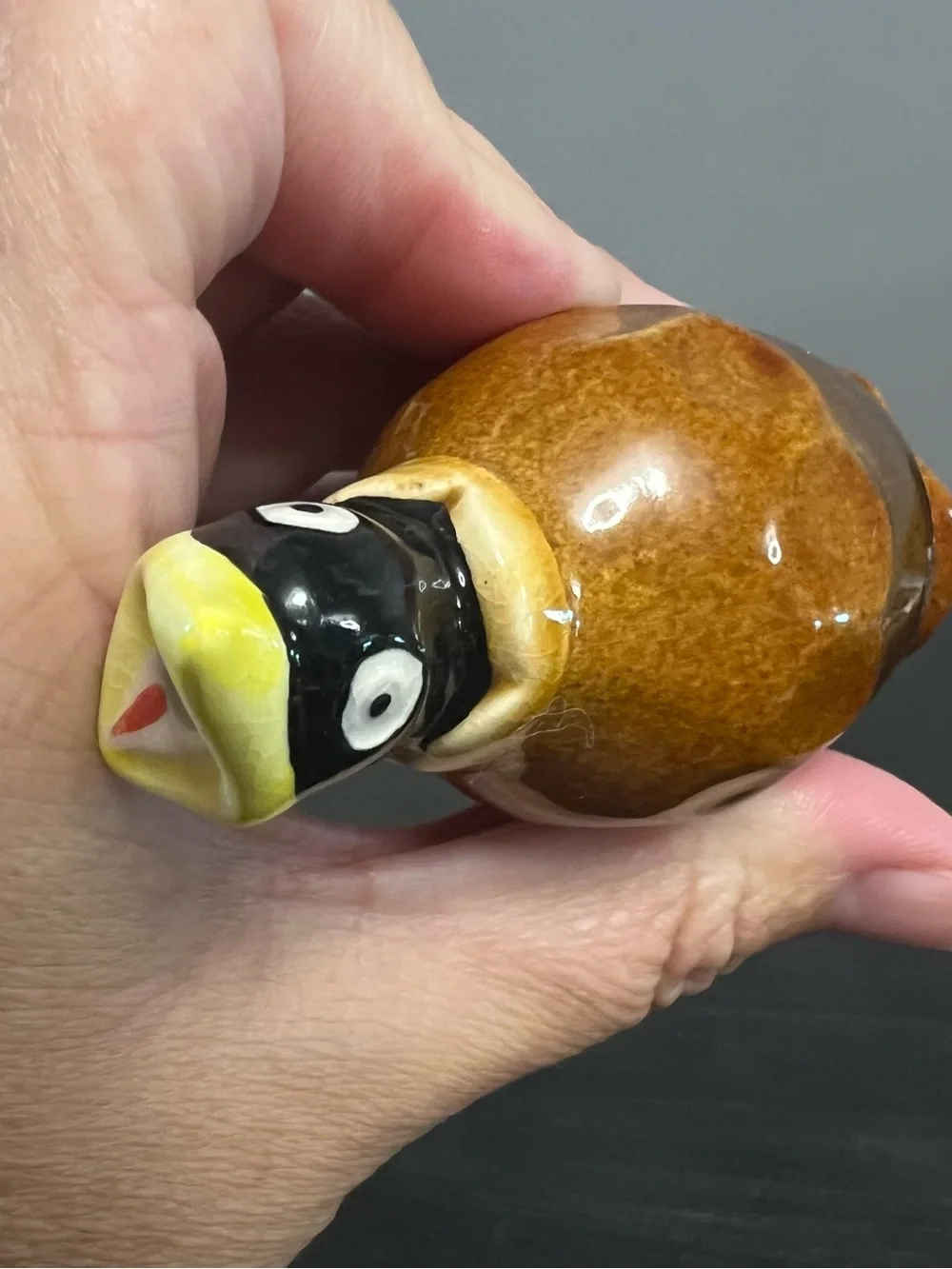 VTG Blackbird W/ Head Out Of Egg Shell Pie Bird Vent Funnel 3.25” Retro